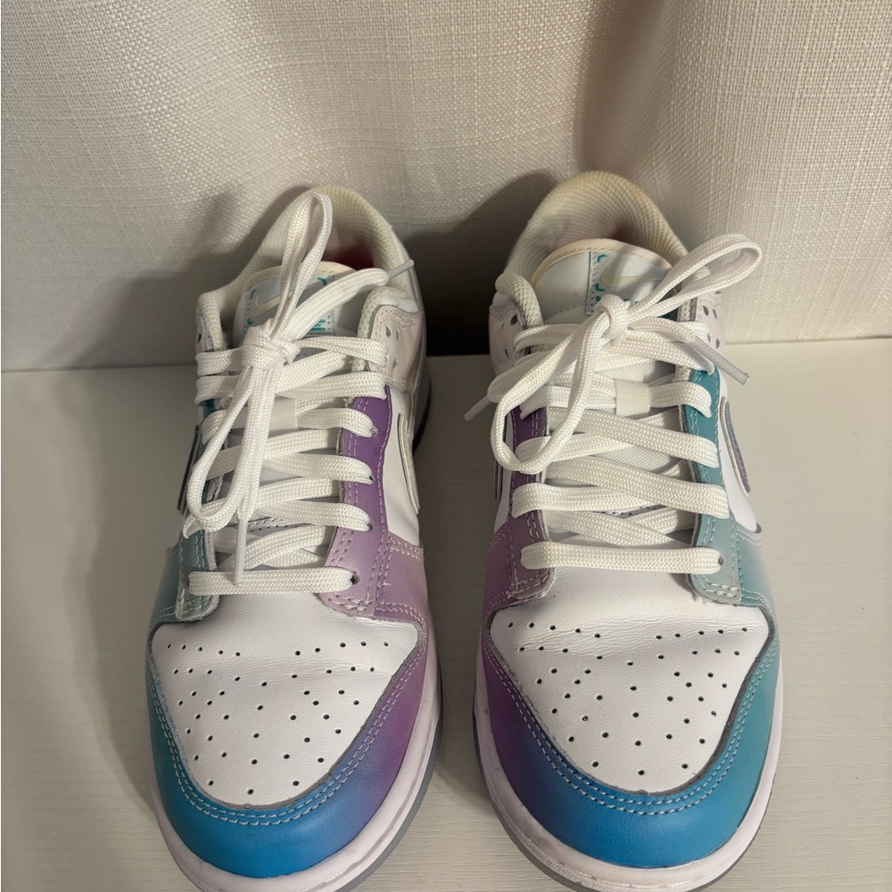 Nike dunk white and Multicolor Gradient Sneakers